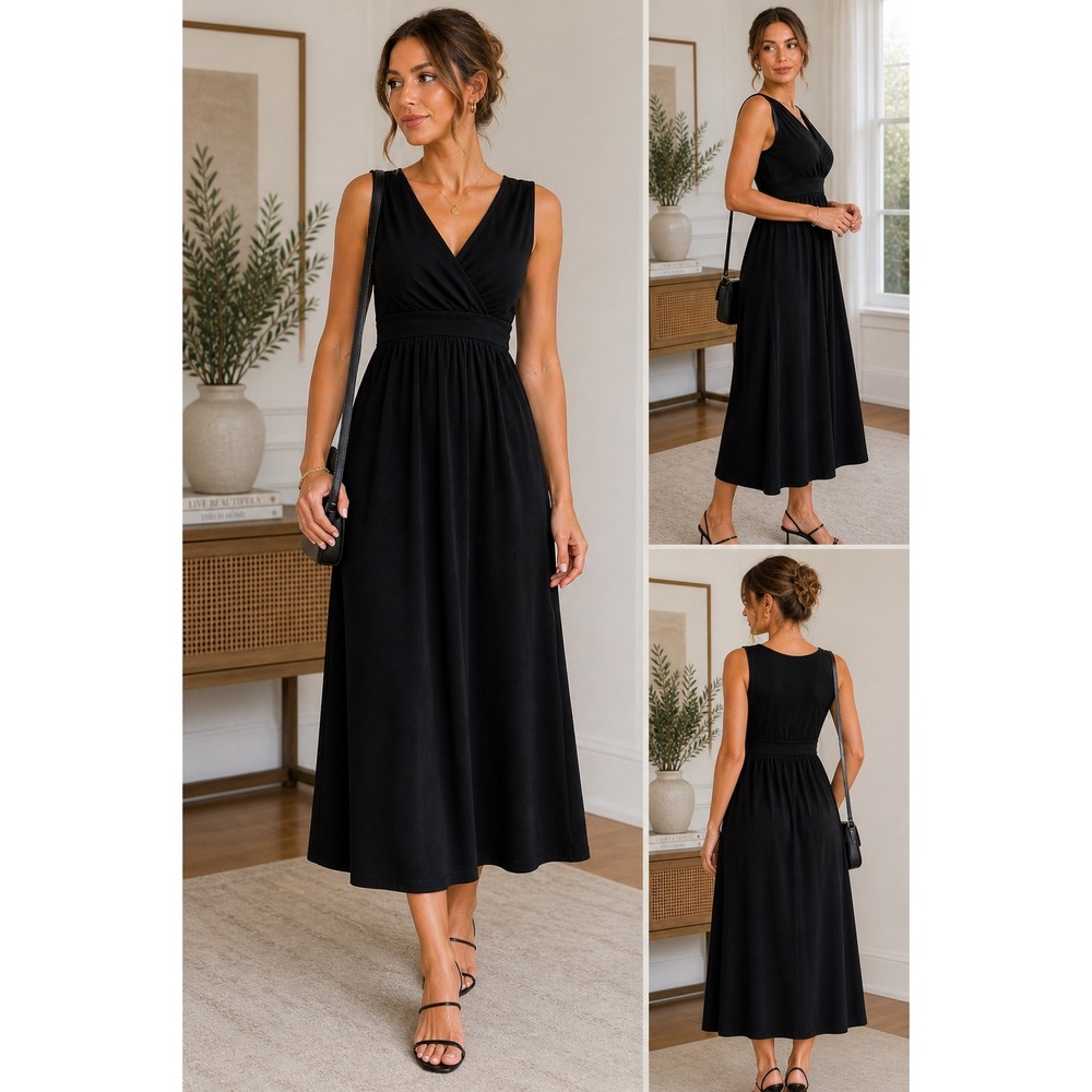 Lauren Ralph Lauren Black Sleeveless V-Neck Maxi Dress